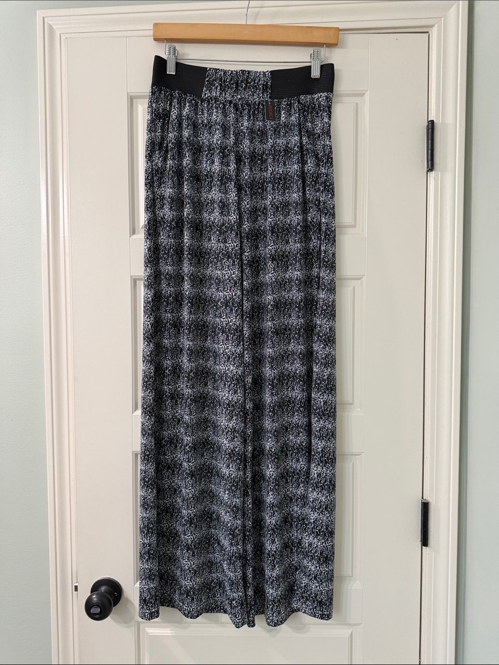 New! Silky Black & White Wide-Leg Palazzo Pants